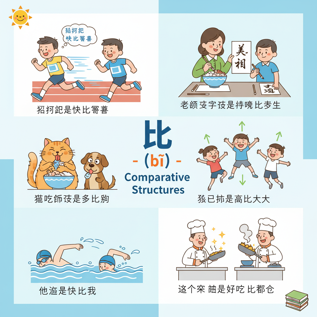 🏆 Comparativo con 比 (bǐ) y Complemento de Grado: Comparar Acciones