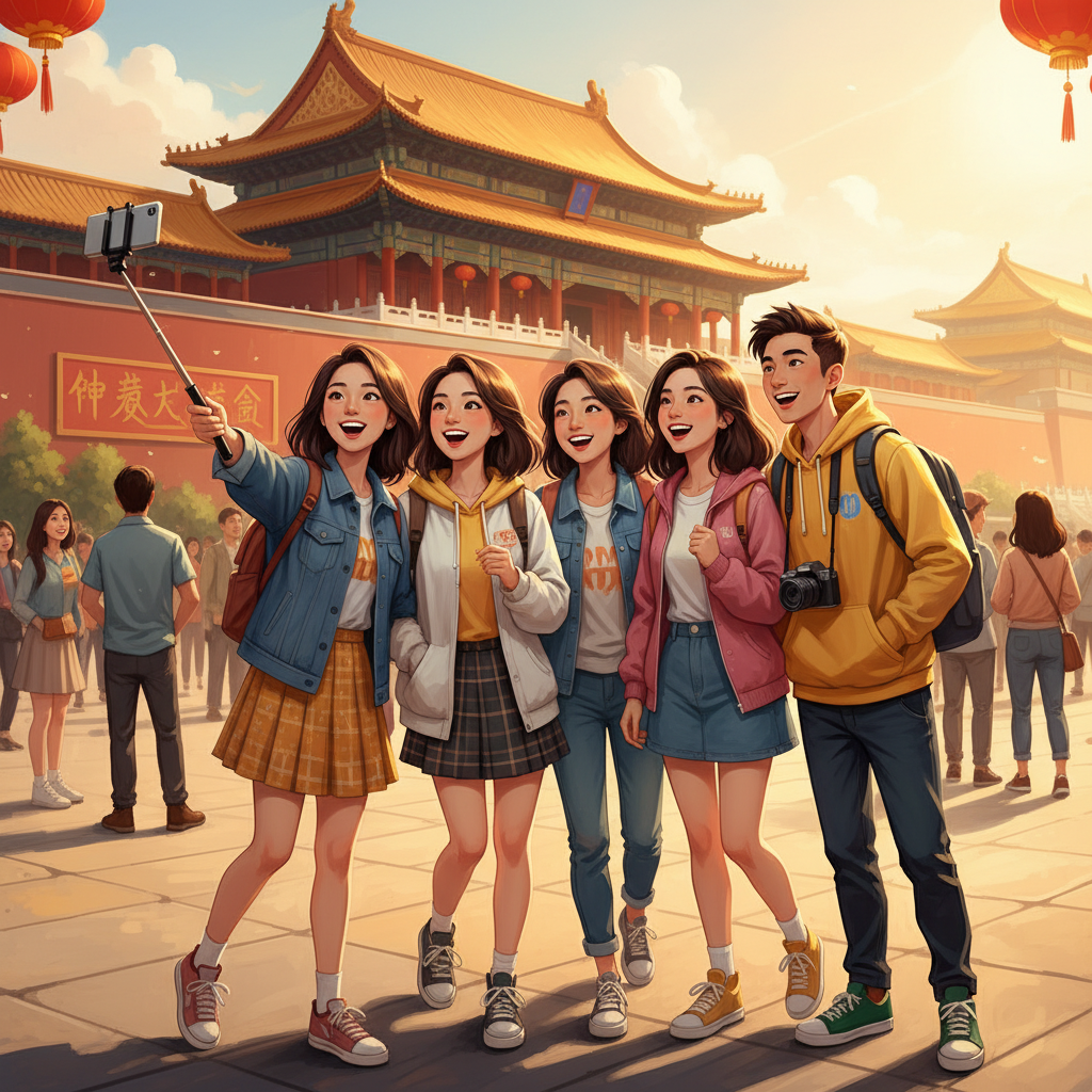 Friends at Tourist Attraction