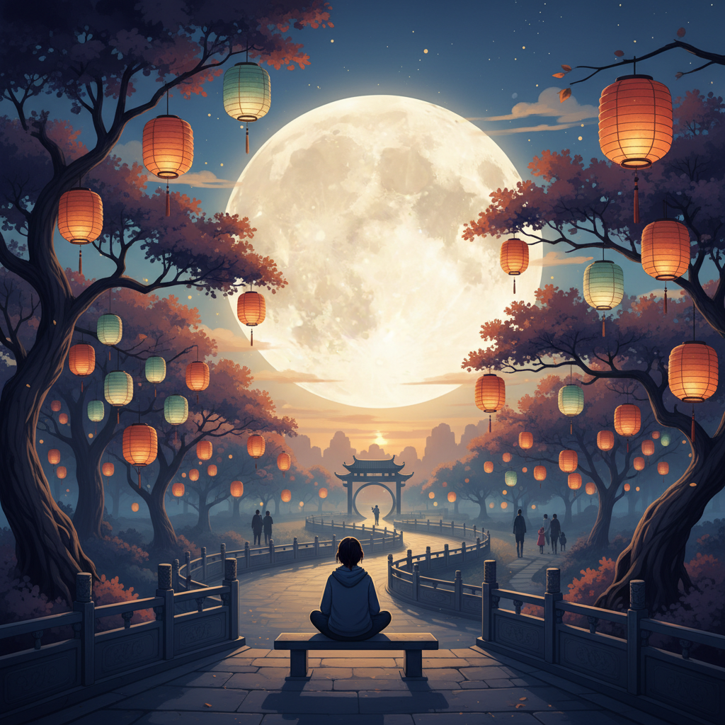 Evening Moon in Park